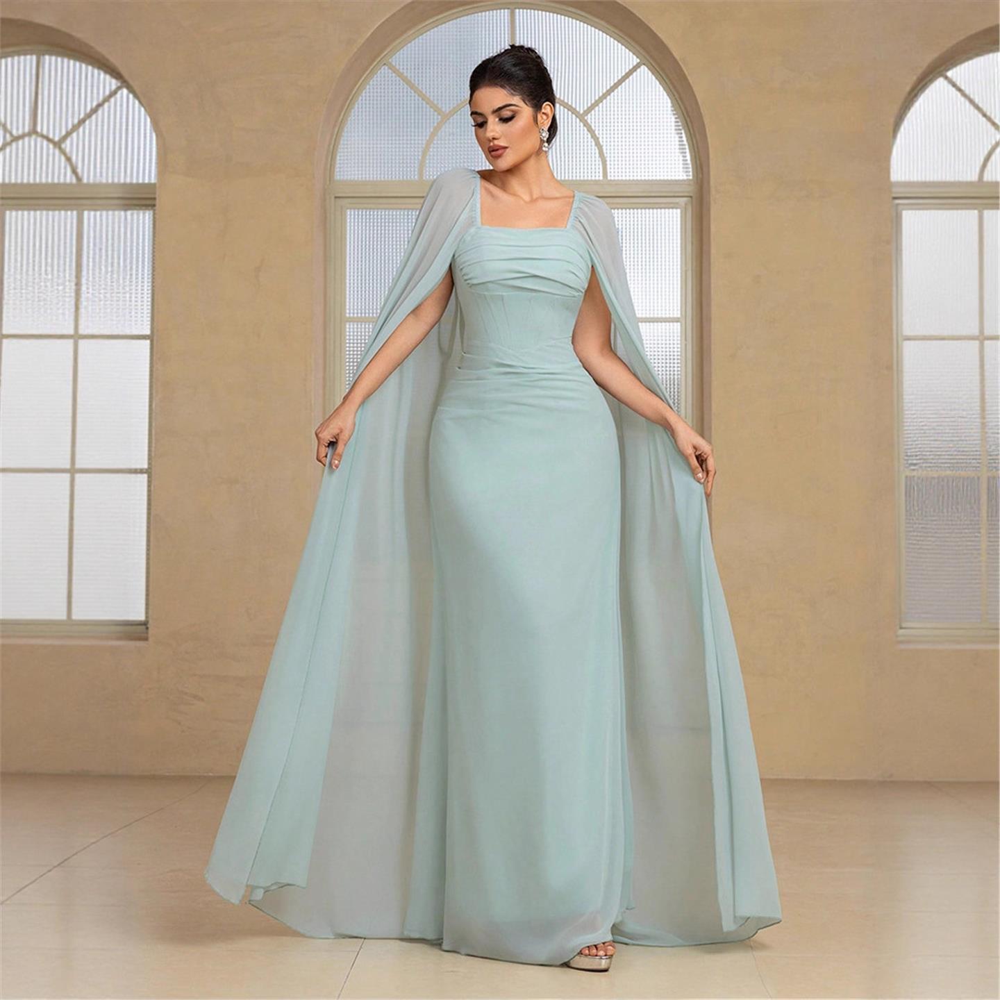 Linen Dress Wrap - 우아한 롱 이브닝 드레스 단색 KY2119
