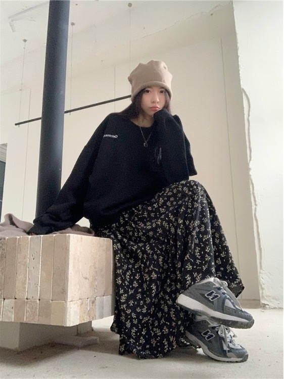 플러스 사이즈 여성용 하이 웨이스트 꽃무늬 프린트 루즈 - Midi Skirt Floral 리뷰 및 가격